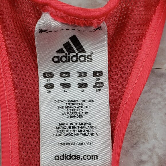 Adidas Mesh Lined Racerback Sports Bra Neon Orange Techfit Control Size S - Picture 4 of 11